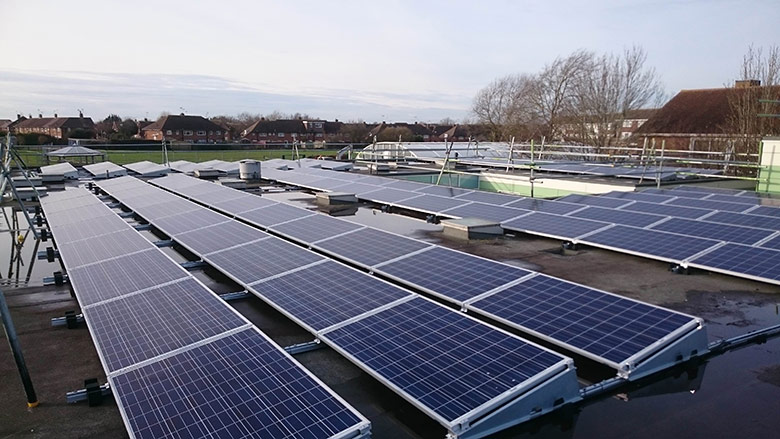 PV cells school roof