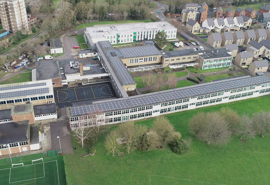 Arial view of school